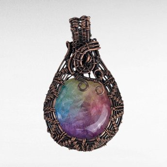 Handmade Copper Wire Wrapped Rainbow Solar Quartz Pendant | Vibrant Artisan Jewelry | Gift for Positivity