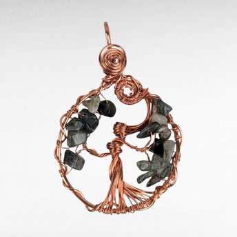 Handmade Copper Wire Tree of Life Pendant with Green Hair Quartz | Nature Inspired Jewelry | Gift for Earth Lovers