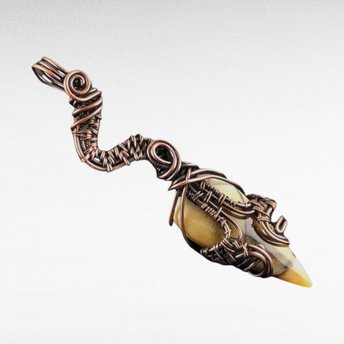 Copper Wire Wrapped Agate Pendant. 