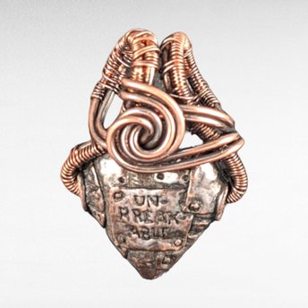 Handmade Copper Wire Wrapped "Unbreakable" Heart Pendant | Sentimental Jewelry | Antiqued Copper | Gift for Strength and Love