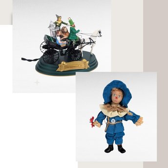 Vintage Wizard of Oz Ornament Lot - Hallmark Horse of a Different Color, Kurt Adler Scarecrow - Collectible Holiday Decor