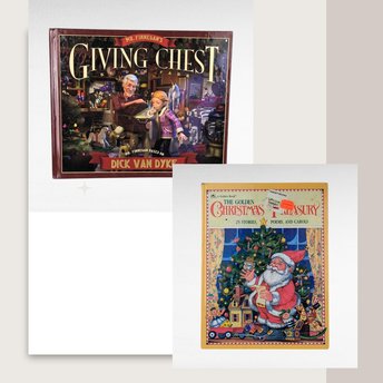 Vintage Christmas Children's Book Pair, Dick Van Dyke Mr. Finnagan's Giving Chest, Golden Christmas Treasury Stories Carols, Holiday Books