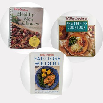Vintage Betty Crocker Healthy Cookbook Trio, 1990 Eat & Lose Weight, 1998 Healthy New Choices, 1993 New Choices, Collectible Recipes