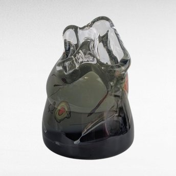 Vintage Art Glass Sculpture, Abstract Form, Signed (Unreadable), Decorative Glass Art, Heavy Glass Piece