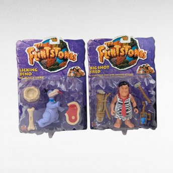 Mattel Flintstones Toy Set, Licking Dino & Big Shot Fred, New in Package, Vintage Flintstones Collectibles