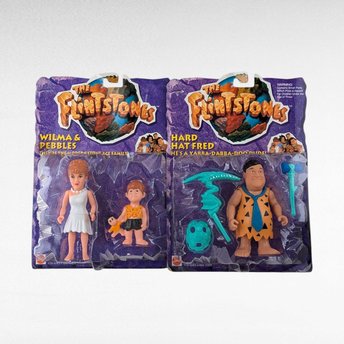 Mattel Flintstones Toy Set, Wilma & Pebbles, Hard Hat Fred, New in Package, Vintage Collectibles