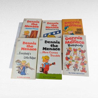 Vintage Dennis the Menace Books, Set of 6 Softcovers, Hank Ketcham, 1960s-70s Comics, Gift for Collector, Retro Nostalgia