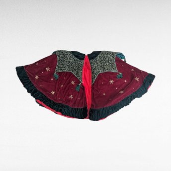 Handmade Vintage Burgundy and Green Shawl.