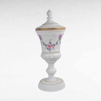 Vintage Westmoreland Roses and Bows Footed Urn with Lid.