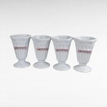Set of 4 Vintage Smuckers Ceramic Ice Cream Cups. 