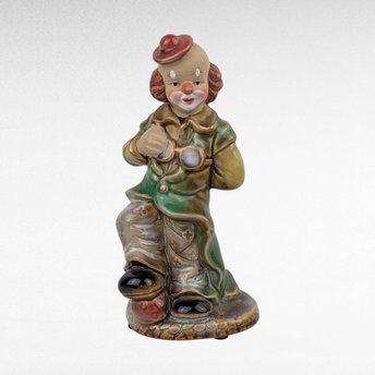 Vintage Clown Figurine, Green Jacket Clown, 6.75 Inch Height, Collectible Clown Statue, Whimsical Clown Decor, Gift for Clown Collectors