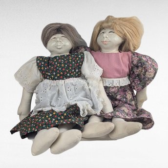 1970s Barbara Lorin Folk Art Doll Pair. 