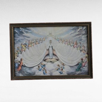 Vintage Mary Immaculate, Queen of the Universe Framed Print, Religious Art, Angelic Scene, Christian Gift, Framed Religious Print
