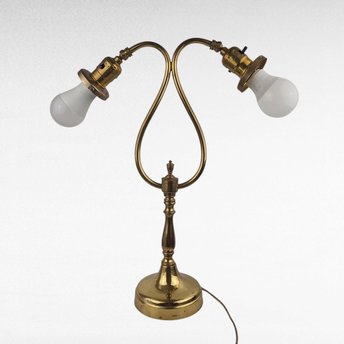 Vintage Double Brass Lamp, Gooseneck Lamp, Table Lamp, Brass Lighting, Two Light Lamp, Desk Lamp, Vintage Lighting, Decorative Lamp