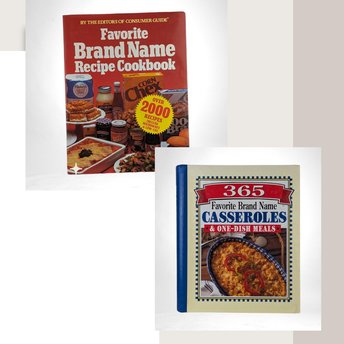 Vintage Favorite Brand Names Cookbook Pair, 1981 Recipe Book, 1996 Casserole Cookbook, Over 2000 Recipes, Retro Kitchen, Gift for Home Cook