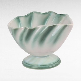 Vintage Regal Ceramic Planter, Green & White Clam Shell Vase,