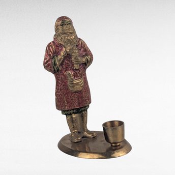Vintage Metal Santa Taper Candle Holder. 