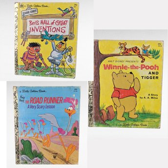 Vintage Little Golden Book Set, Winnie the Pooh, Mother Goose, Bert's Inventions, Road Runner, Children's Story Collection, Classic Reads