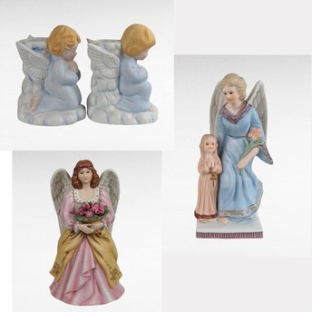 Vintage Ceramic Angel Figurine Lot, Homco, Lefton, Praying Candle Holders, Angel Collector Gift, Religious Decor