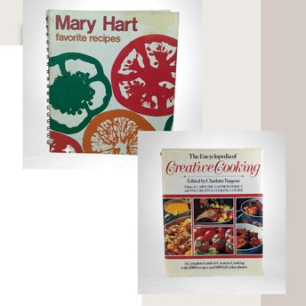 Vintage Cookbook Duo: 1979 Mary Hart Favorite Recipes & 1984 Encyclopedia of Creative Cooking