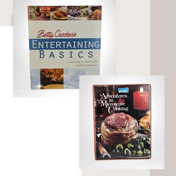 Vintage Cookbook Duo: 1976 Microwave Cooking & 2001 Betty Crocker's Entertaining Basics