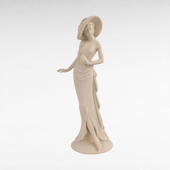 Vintage Bisque Porcelain Lady Figurine, Elegant Dress & Wide Hat, 10 Inch Tall, Classic Home Decor, Gift for Her