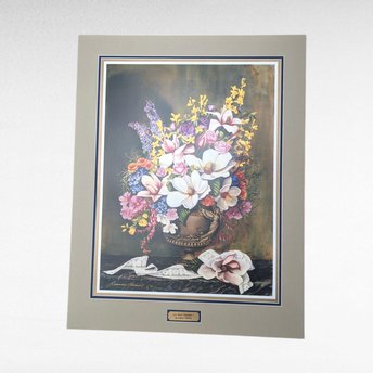 Leanne Hanson Floral Print, 1998 Limited Edition "Les Fleurs Classiques I", Unframed, Matted, Botanical Art, Flower Arrangement Decor
