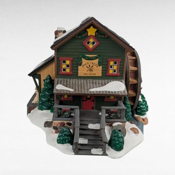 1998 Dept 56 Rock Creek Mill House, Ceramic Village Building, Handpainted Christmas Decor, Lighted Holiday House, Collectible Village Piece