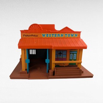 1982 Fisher Price Western Town Building, Vintage Toy Playset Structure, Collectible Toy Town, Imaginative Play Gift