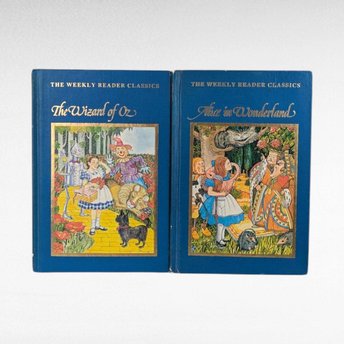 1983 Weekly Reader Classics Alice in Wonderland & Wizard of Oz Hardcover Books, Vintage Children's Literature, Illustrated Books