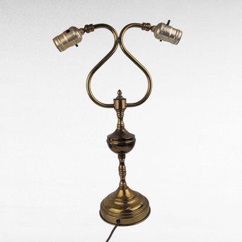 Vintage Double Brass Table Lamp, 16 Inch Height, Dual Light Desk Lamp, Antique Style Lighting, Unique Home Decor, Gift for Reader