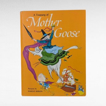 Vintage 1967 Mother Goose Treasury, Harold Berson Illustrations, Classic Nursery Rhymes, Gift for Children