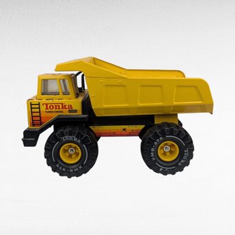 Vintage Yellow Tonka Turbo Diesel Dump Truck Toy, Classic Metal Truck for Collector, Kids Play, Construction Decor