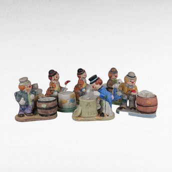 Vintage Hobo Luvkins Candle Holder Set, Ceramic Figurines, Whimsical Hobo Art, Collectible Candle Holders, Unique Home Decor, Set of 6