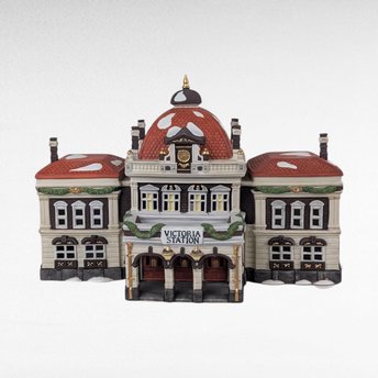 1989 Dept 56 Victoria Station, Dickens Village Building, Lit Christmas Village Display, Holiday Decor, Collectible Building