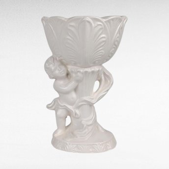 Vintage Napcoware White Ceramic Bowl with Cherub, Angel Vase, Floral Decor, Collectible Vase, Cherub Planter, Home Decor, Vintage Napco