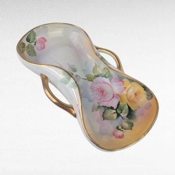Antique Nippon Porcelain Trinet Dish, Morimura Hand Painted Bowl, Gold Trim Floral Decor, Vintage Vanity Table Decor