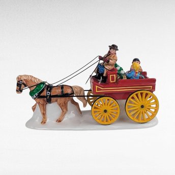 Vintage Dept 56 Buckboard Accessory, Snow Village Horse and Wagon Figurine, Holiday Village Display Piece, Collector Gift