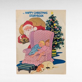 Vintage Happy Christmas Storybook, Softcover Children's Holiday Book, Santa Illustration, Gift for Kids