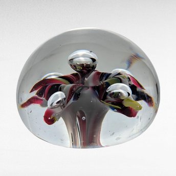 Large Vintage Multicolored Glass Paperweight, 3" Tall, 3.75" Wide, Unique Desk Accessory, Collector Gift, Art Glass Decor