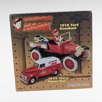 Vintage 1999 ERTL Hardware Hank Diecast Car Set - 1918 Ford Runabout & 1950 Chevy Panel Van Collectibles