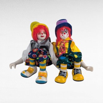 Vintage Pair of Ganz Clown, Shelf Sitters, Porcelain Face, Collectible, Circus Decor