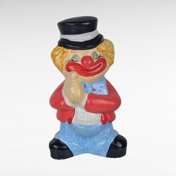 Vintage Ceramic Clown Piggy Bank, Tall Circus Decor, Whimsical Coin Holder Gift