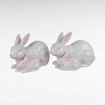 Vintage Rosenthal Netter Ceramic Bunny Pair, Figurine, Spring Decor, Gift for Rabbit Lover