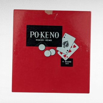 Vintage Po-Ke-No Game, Complete 12 Board Set with Chips - Classic Poker Keno Group Card Game, Instructions Included