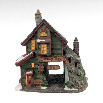 Vintage O'Well Holiday Time Brewing Tavern Lighted Christmas Village House, Ceramic Winter Pub Collectible, Seasonal Festive Decor