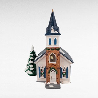 1999 Dept 56 Snow Village Wedding Chapel, Porcelain Lighted Collectible, Holiday Village