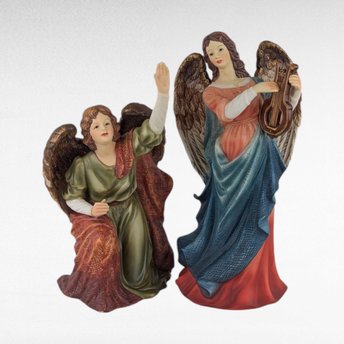 1999 Grandeur Noel Porcelain Angel Pair - Vintage Holiday Decor