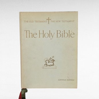 Vintage 1960 Catholic Holy Bible, Elsa Jane Werner, Charles Hartman, Old & New Testament, Illustrated Hardcover