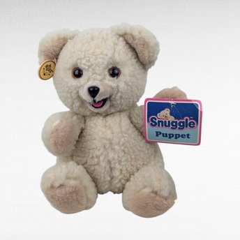 Vintage 1986 Snuggle Bear Puppet, Russ Berrie, Plush Toy With Tags, 10 Inch, 80s Advertising Collectible